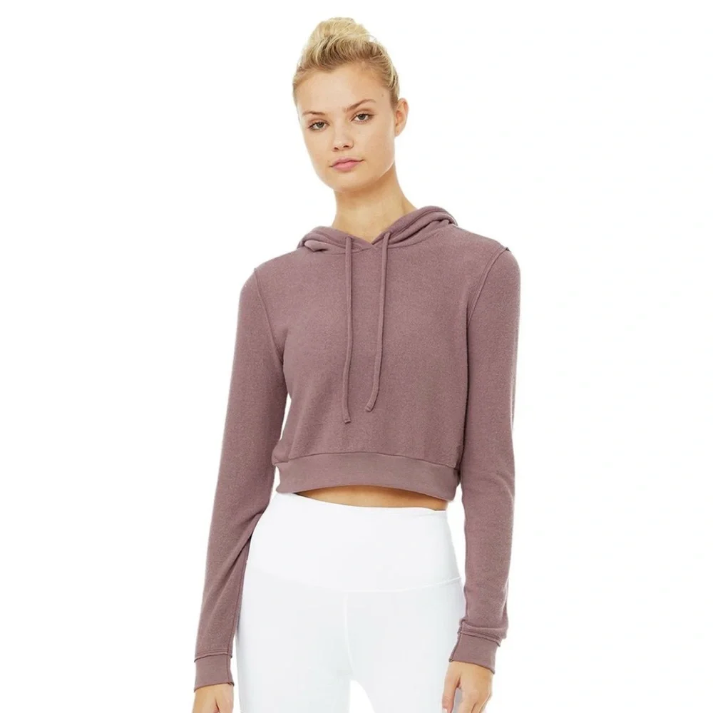 ALO very hard to find cropped Getaway cropped hoodie in RARE midnight green!
